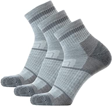 SOLAX 72% Men's and Women's Merino Wool Hiking Socks, Outdoor Trail,Trekking, Cushioned, Breathable Quarter Socks 3 Pack