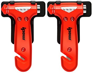 [2 Pack] Ipow Car safety Antiskid Hammer Seatbelt Cutter Emergency Class/Window Punch Breaker Auto Rescue Disaster Escape Hammer Tool (Small)