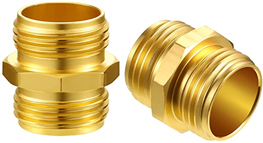 NSEN Garden Hose Adapter, Double Male Quick Connector, Male to Male,3/4’’ Brass Hose Connector,M22 Metric Hose Fitting Connector,2 Pack