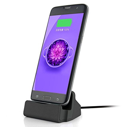 Micro USB Desktop Charger Sync Dock, KooKen Universal Charging Sync Dock Charger Station for Micro USB Android Smartphones - Black