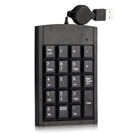 Elftear Numeric Keypad Retractable USB Cord Financial Accounting with 19 Keys for Mac Windows XP Laptop Desktop PC