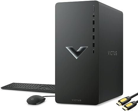 HP Victus 15L Gaming Desktop, AMD 6-Core Ryzen 5 5600G (Beat i7-10700K), AMD Radeon RX 6400 4GB, 32GB RAM, 1TB PCIe SSD 1TB HDD, USB-C, HDMI/DP, RJ45, SPS HDMI Cable, Mica Silver, Win 11