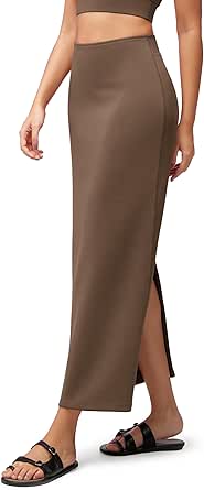 ODODOS Modal Soft Maxi Skirt for Women, Back Slit High Waist Casual Long Pencil Skirts