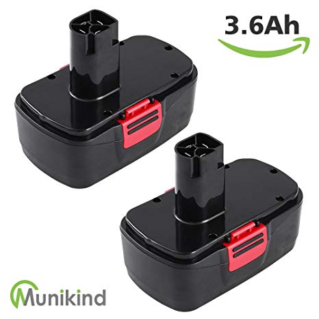 Munikind Upgraded to 3600mAh Replace for Craftsman 19.2 Volt Battery C3 Ni-Mh 1323903 130279005 11375 315.115410 315.11485 315.114852 Cordless Drill Batteries 2 Pack