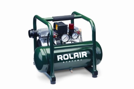 Rolair JC10 1 HP Oil-Less Compressor with Overload Protection and Low RPM for Quiet Operation