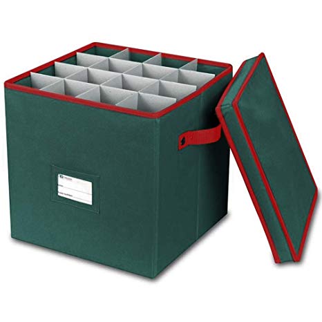 Primode Holiday Ornament Storage Box, 4 Layers, Fits 64 Ornaments Balls, Constructed of Durable 600D Oxford Material (Green)