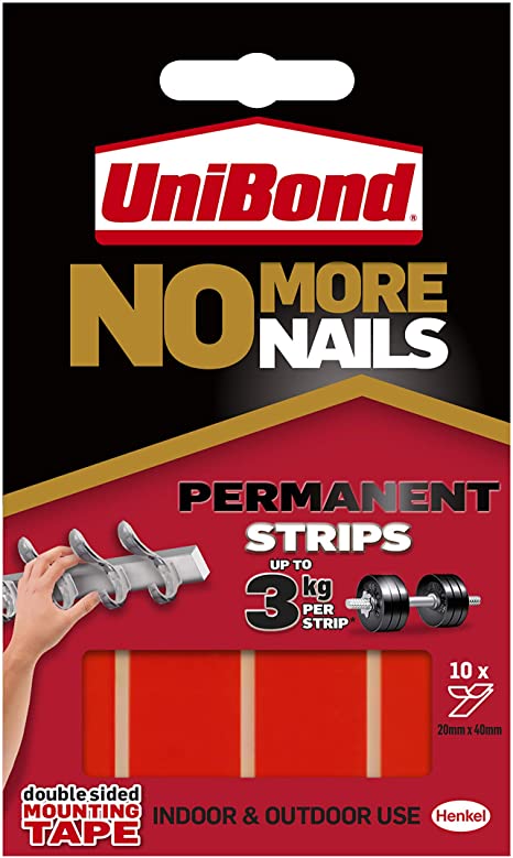 Unibond No More Nails Strip Ultra strong Capacity 2.75kg Permanent Translucent Ref 781740
