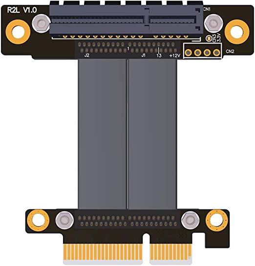 ADT-Link PCIe 3.0 x4 Extension Cable 32G/BPS PCI Express 4X Graphic SSD RAID Extender Conversion Riser Card Vertical 90 R22SL(5CM)