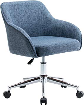 Porthos Home Adjustable Height Upholstered Contemporary Swivel Desk Chair with Optional Caster Wheels, Easy Assembly, One Size, Blue