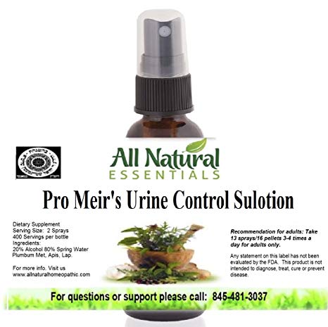 Pro Meir's Urine Control Sulotion 1oz Homeopathic Remedy, Bedwetting, Overactive Bladder Control, Stops Frequent Urination, Urinary Incontinence/Urgency, Bladder Strength Urinary Tract Support, kosher