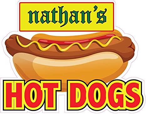 Food Truck Decals Nathan's Hot Dogs Concession Restaurant Die-Cut Vinyl Sticker & Sign 10 in on Longest Side