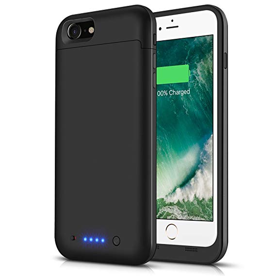 iPhone 7 iPhone 8 Battery case, LCLEBM 4500mAh Capacity Rechargeable Power Bank Charger Case Protective Charging Case Ultra Slim (iPhone7/8-4500mah-Black)