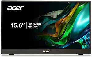 Acer PM161Q Bbmiuux 15.6" Full HD 1920 x 1080 IPS Business Slim Portable Monitor | AMD FreeSync | External Monitor for Laptop PC Mac I Two 1W Speakers | 2 - USB 3.1 Type-C Ports & 1 - Mini HDMI