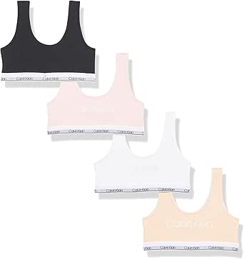 Calvin Klein Girls' Classic Cotton Bralette Bra, 4 Pack