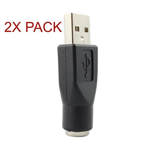 SANOXY (2X PACK)PS/2 Female to USB Male Adapter-Replacement PS/2 Keyboard to USB Adapter - M/F (2X PACK BLACK)