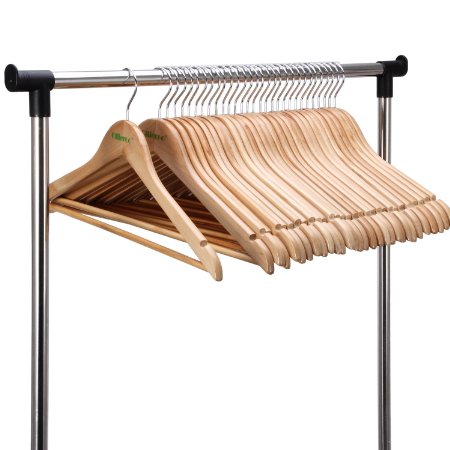 Ollieroo 30 Pcs Solid Wood Clothes Hangers Multifunctional Standard Suit Hangers Natural Finish