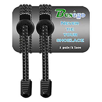 BESEGO 3 Pair No Tie Shoelaces, Durable Elastic Lock Shoelaces for Kids and Adult, Running & Walking Boots, Sneakers, Golf Shoes