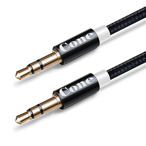 Aux Cable / Aux Cord / Audio Cable for car, (1-Pack 6.6Ft)Cone 3.5mm Nylon Braided Male to Male Auxiliary Cable for Car, Beats Headphone, iPhone, Computer, Home Stereo and Other Devices(Black)