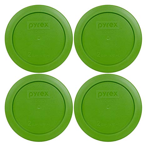 Pyrex 7200-PC Round 2 Cup Storage Lid for Glass Bowls (4, Lawn Green)