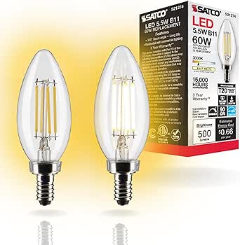 Satco S21274 5.5 Watt B11 LED Bulb - 3000K - 120 Volt (2 Pack)