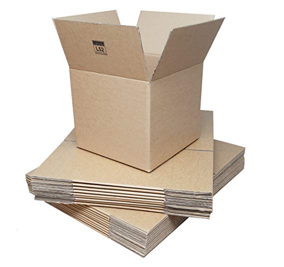 Double Walled Cardboard Boxes - 20 / Pack. 355x355x305mm (14x14x12ins). Strong Flatpacked Medium Corrugated Packing Cartons. Easy Assembly for Packaging, Moving, Shipping or Storage. Crush-Resistant Recyclable Brown Board with Kraft Finish & Lid Flaps. Fast Delivery