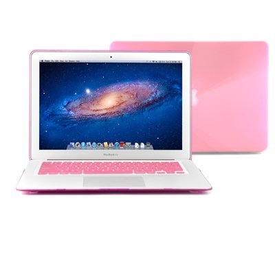 GMYLE (R) Pink Crystal See Through Hard Shell Snap On Carrying Case Skin Slim Fit for 13 " Apple Macbook Air - With TPU Pink Protective Keyboard Cover (with 1 Year Warranty from GMYLE) (Fit For 2013 Model)