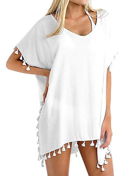 Oryer Womens Chiffon Tassel Beachwear Stylish Swimwear Bikini Swimsuit Cover up