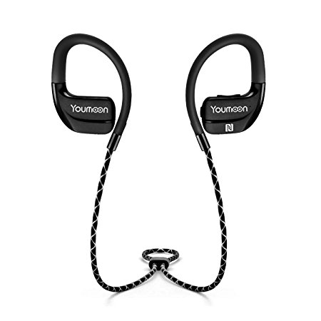 Youmoon Bluetooth Beryllium Diaphragm Headphones - Wireless Sports Earbuds- Sweatproof Music Earpiece- Top Quality Audio- Built-In Microphone- Compatible With iPhones, Smartphones, iPad