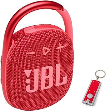 JBL Clip 4 Portable Bluetooth Speaker - Waterproof and Dustproof IP67, Mini Bluetooth Speaker for Travel, Outdoor and Home w/ 1 LED Flashlight Key Chain (Red)