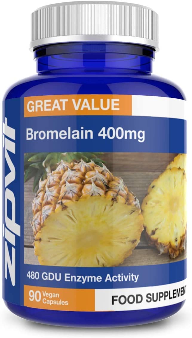 Bromelain 400mg, 90 Vegan Capsules. 6 Weeks Supply. 480 GDU Enzymes. Natural Pineapple Enzyme.
