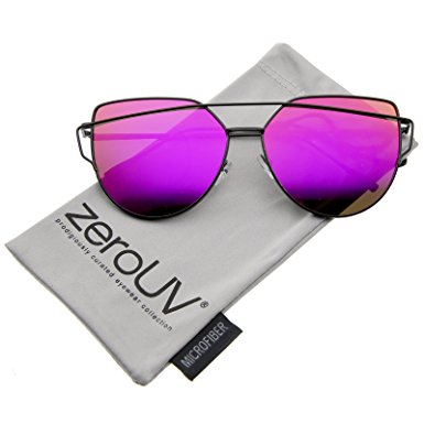 zeroUV - Oversize Metal Frame Thin Temple Color Mirror Flat Lens Aviator Sunglasses 62mm