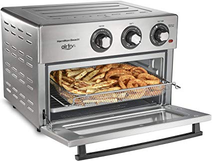 Hamilton Beach Air Fryer Convection Countertop Toaster Oven with Frying Basket, Bake Pan and Broil Rack, 1800 Watts, Stainless Steel (31225)