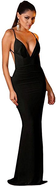 For G & PL Women Sexy Halter Deep V Maxi Dress