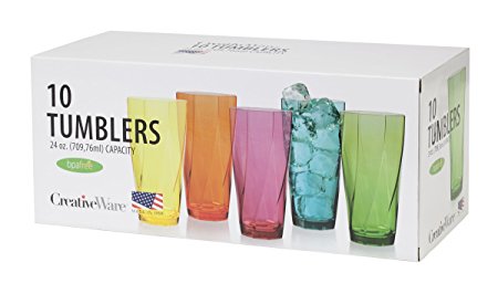 CreativeWare Twist 24-Ounce Tumblers, Set of 10