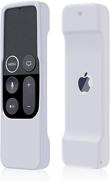 Case Compatible with Apple TV 4K/ 4th Gen Remote Light Weight Anti-Slip Shock Proof Silicone Cover for Controller for Apple TV Siri Remote - White