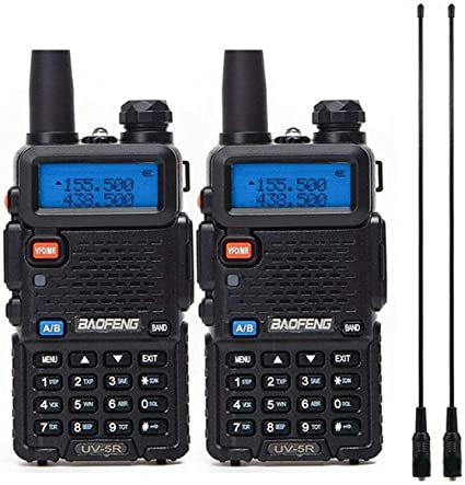 2 Pack Baofeng UV-5R Two Way Radio Portable Rechargeable Long Range Two Way Radio Handheld Walkie Talkie with 2 Pack 771 Antenna (Black)