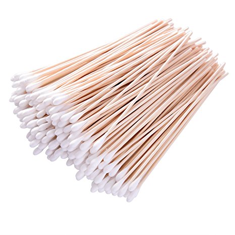 Hicarer 500 Pieces 6 Inch Swabs Cotton Stick Cotton Tipped Applicator Single Tip with Wooden Handle