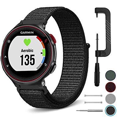 C2D JOY Compatible with Garmin Forerunner220/230/235/620/630/735XT Replacement Bands Sport Loop Band - Soft, Breathable Nylon Weave with an Easily Adjustable Hook&Loop Fastener - Black, M