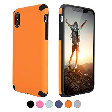 Armor iPhone X case with Air Cushion Technology and Drop Protection.Protective iPhone 10 case Shock Absorption Secure Grip Anti-Scratch and Hybrid Slim for Apple iPhone X (2017) - Orange & Black
