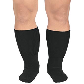 Bariatric Extra Wide Socks for Men and Women, Black, Non-Binding and Seamless Toe for Sensitive Tired and Achy feet