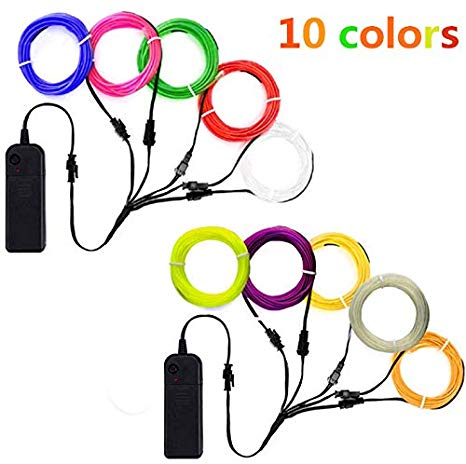 TGHCP-2 Pack 5 in 1 EL Wire with Battery Pack(10 Colors)