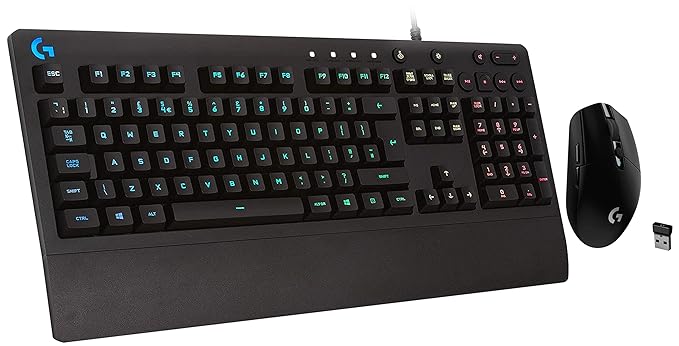 Logitech G213 Prodigy Gaming Keyboard, LIGHTSYNC RGB Backlit Keys, Customizable Keys, Dedicated Multi-Media Keys - Black & G304 Lightspeed Wireless Gaming Mouse, Hero Sensor, 12,000 DPI - Black