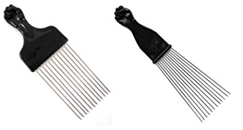 Afro Pick w/ Black Fist - Metal African American Hair Comb Combo