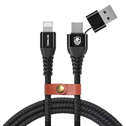 USB C to 8 Pin Cable, METRANS USB A   USB C to 8 Pin Cable 2 Pack 3.2FT Charge and Data Sync Nylon Braided Cord for iOS Devices to USB C Devices