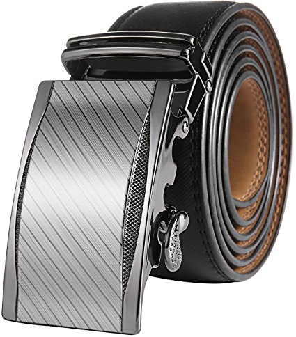 Marino Men’s Genuine Leather Ratchet Dress Belt with Automatic Buckle, Enclosed in an Elegant Gift Box