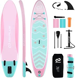 Goplus Inflatable Stand Up Paddle Board, 10FT/10.5FT/11FT SUP with Accessory Pack, Adjustable Paddle, Carry Bag, Bottom Fin, Hand Pump, Leash and Repair Kit