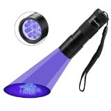 Vansky Pets Ultra Violet Urine Detector DogCat Stain Remover Fluorescent Whitening Agents Detector UV Blacklight Flashlight Find Dry Stains on Carpets Rugs Curtains and Fabrics 3 x AAA Batteries Included and Inserted