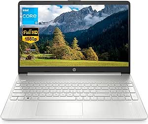 HP 15.6" FHD Laptop, Intel Core i3-1215U Processor, Intel UHD Graphics, 8GB RAM, 256GB SSD, Fingerprint Reader, Silver, Windows 11 Home, EAT Mouse pad‌