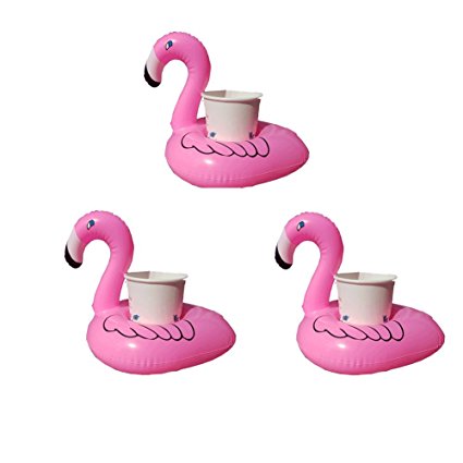 Aumy Inflatable Flamingo Coasters Drink Holders(3 Pack) Swimming Pool Party Drink Floats