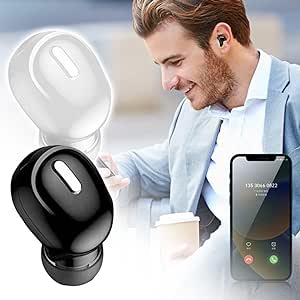 New 2024 Upgrade Single Bluetooth Headset Wireless Business Bluetooth 5.2 Single Earpiece Voice Answer in Ear Earbuds for Trucker Driving 10 Hours Running Battery Headphones(Black)